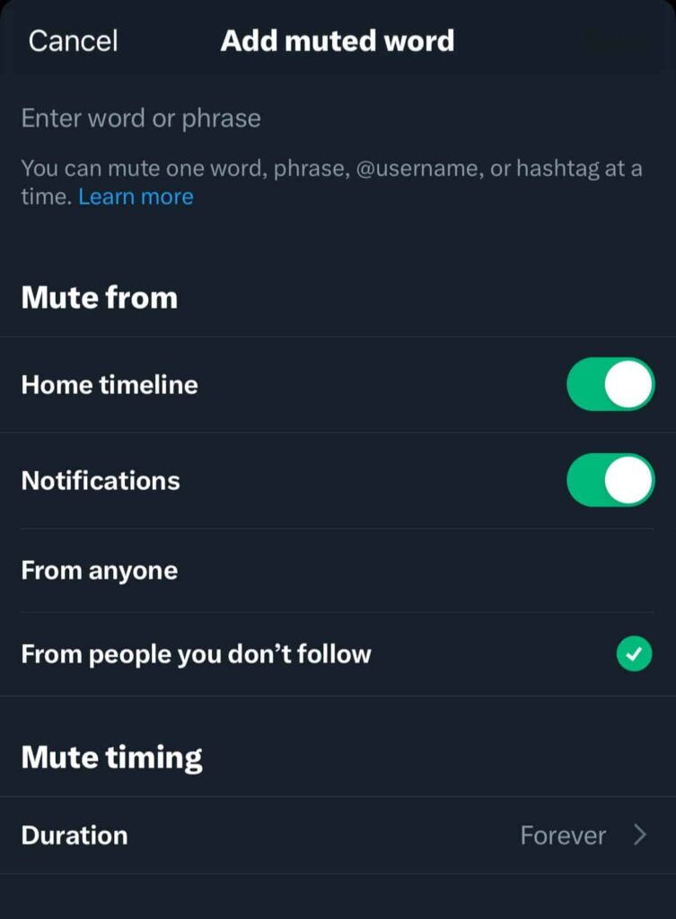 add muted words twitter