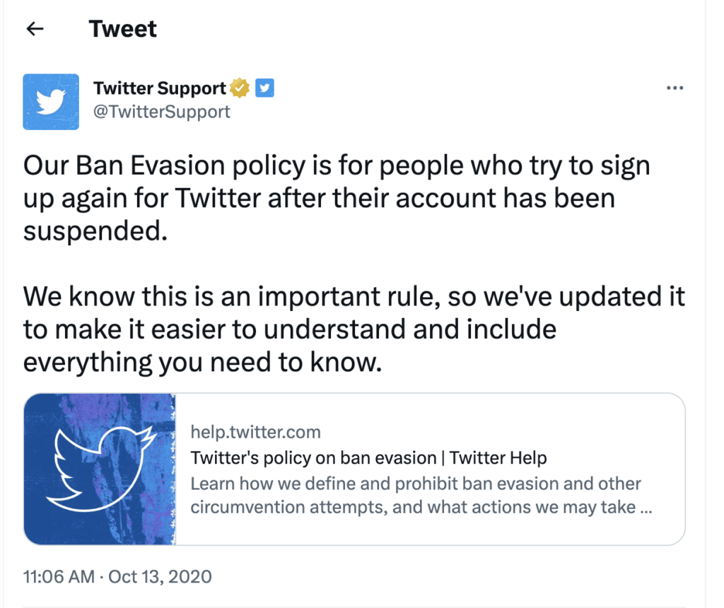twitter ban evasion meaning