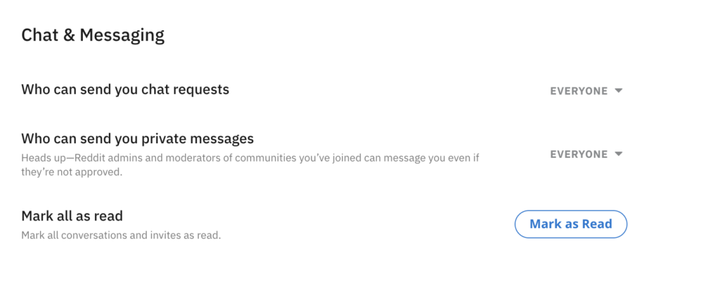 chat and message settings reddit