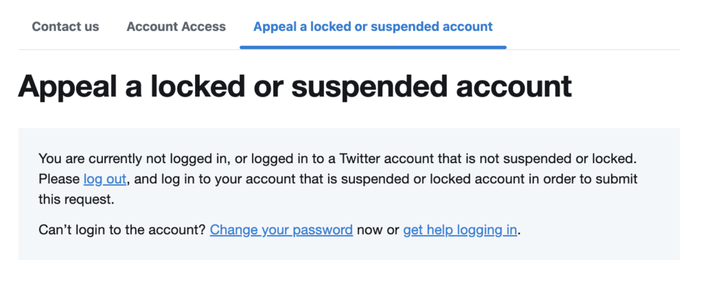 log into a suspended Twitter account