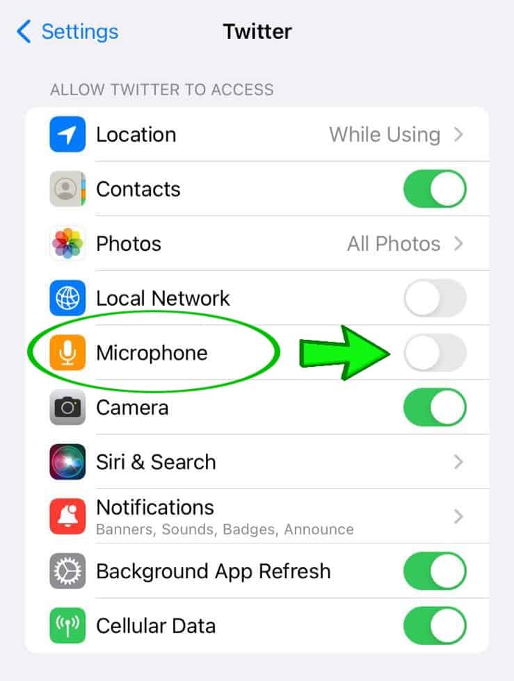 turn off microphone access on twitter
