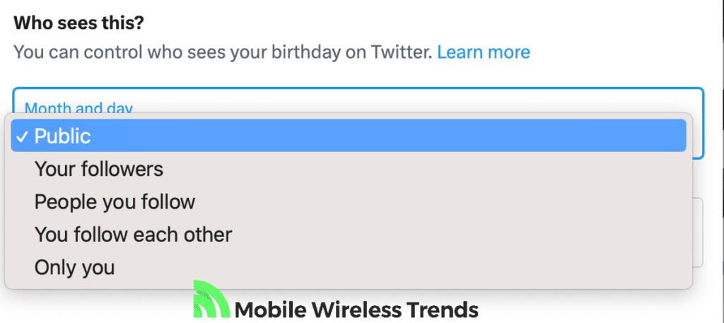 twitter birthday visibility settings