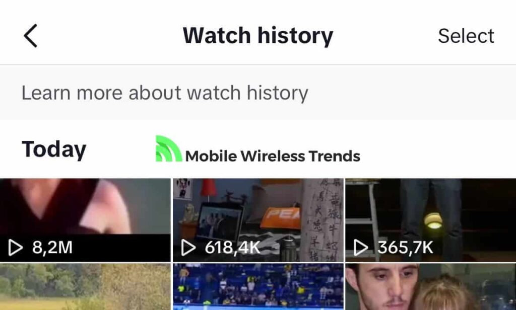 find tiktok video on watch history