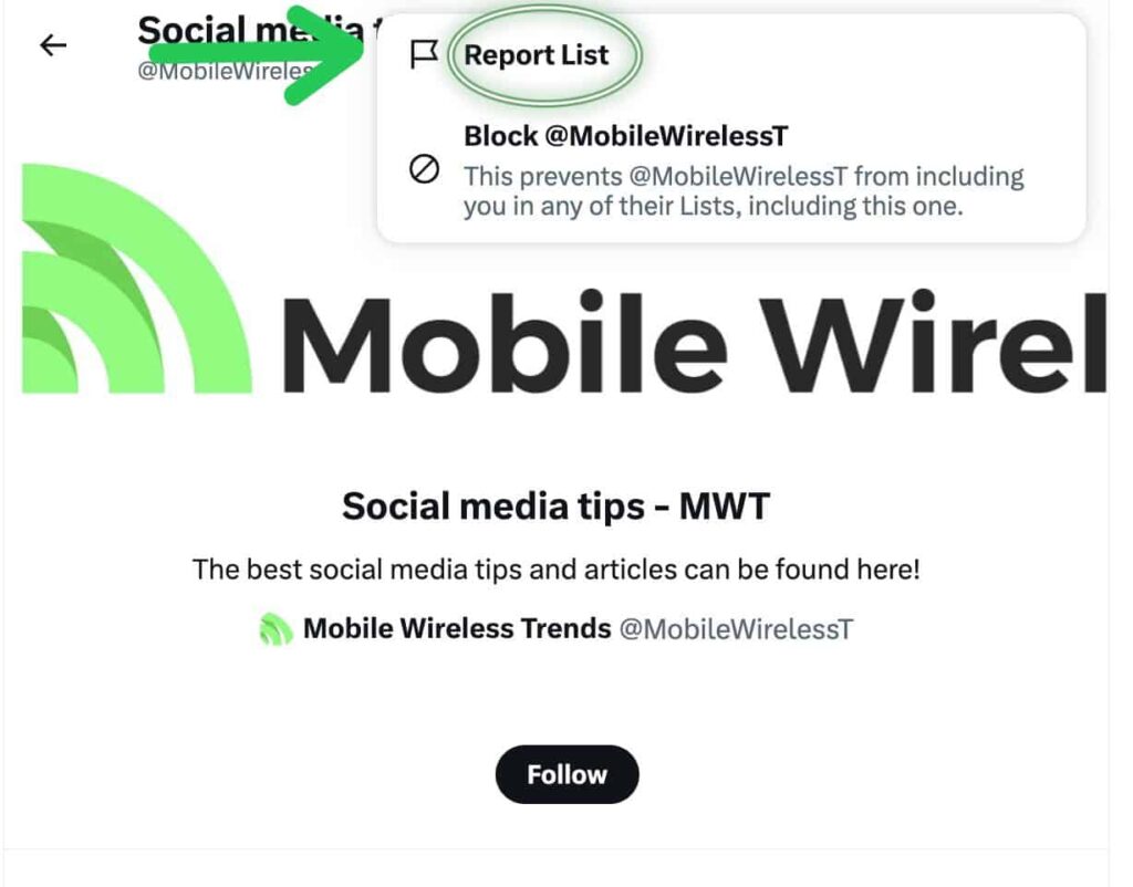 how to report twitter lists