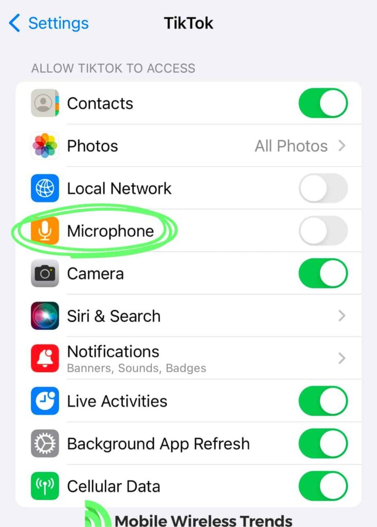 remove tiktok microphone permissions